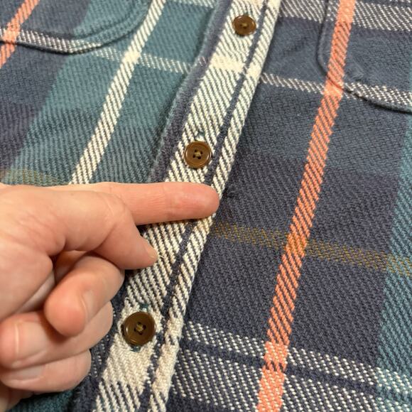 OUTERKNOWN Mens L Blanket Flannel Shirt Button Shacket Heavyweight Cotton - Picture 7 of 16